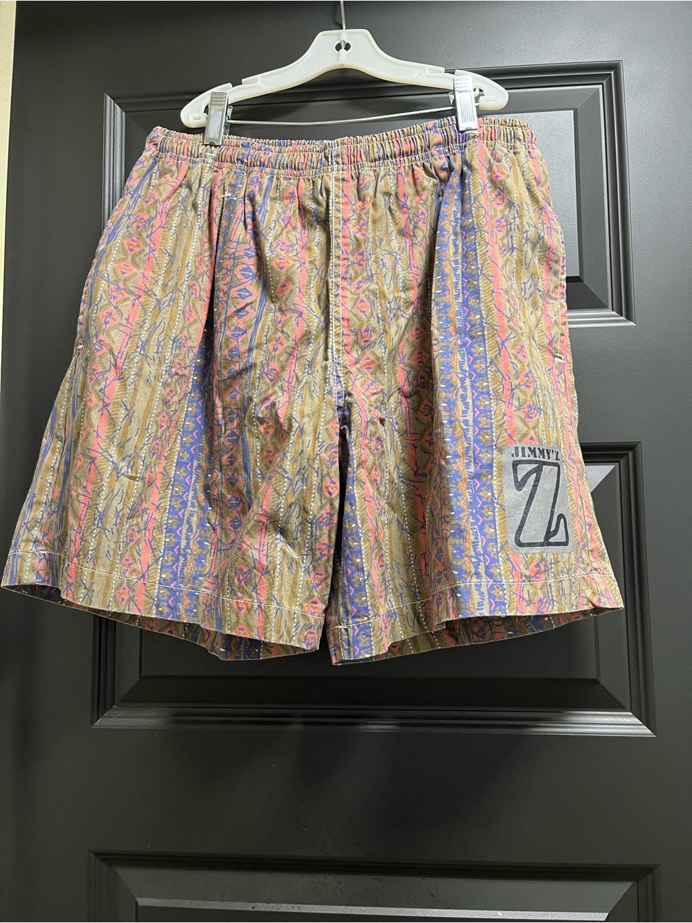Jimmy Z Patterned Men’s lined board Shorts - Tan/Blue/Pink